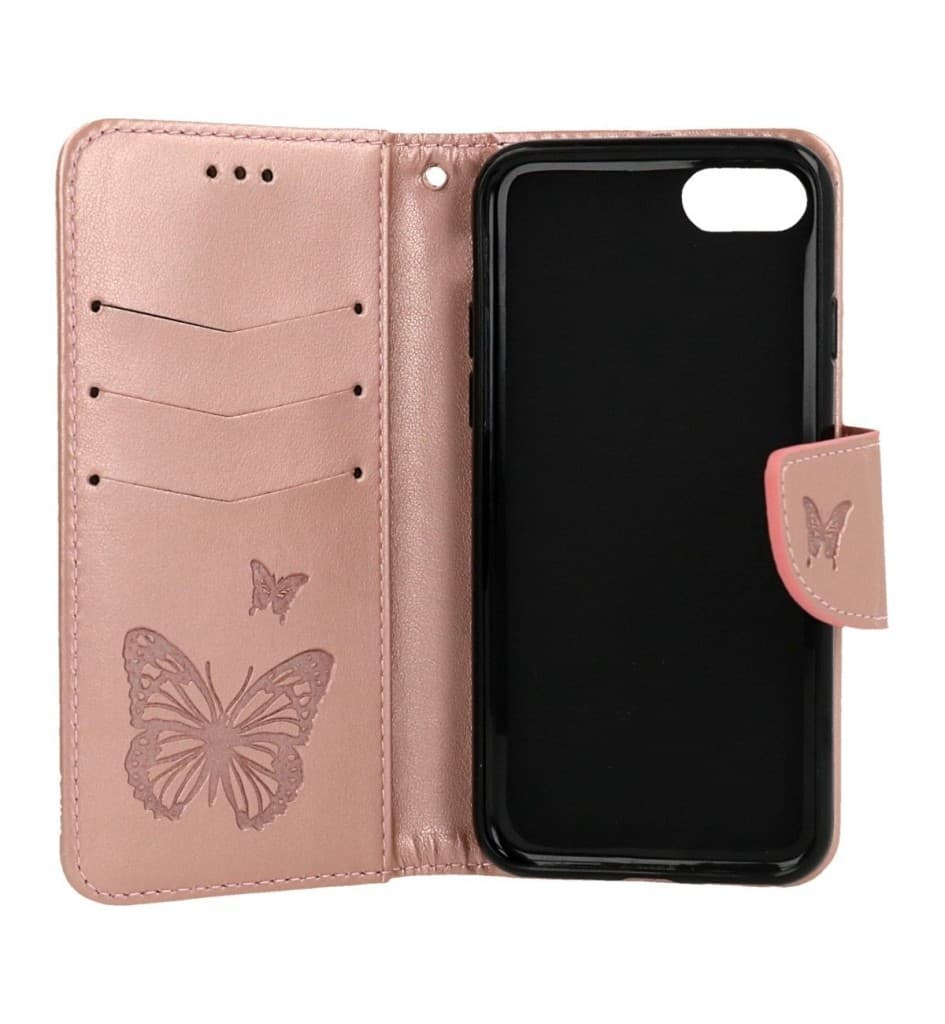 Pouzdro TopQ iPhone SE 2022 knížkové Butterfly růžové světlé 75008 - náhled 3