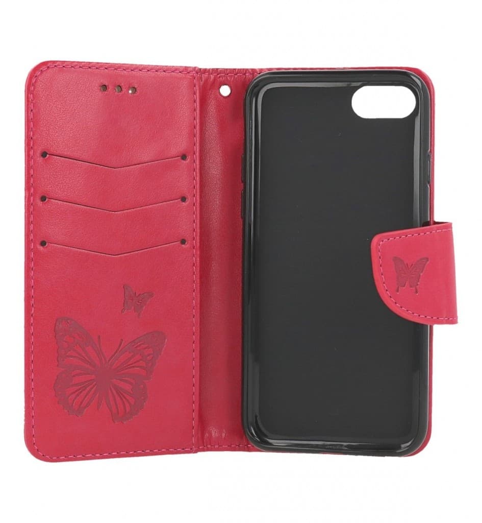 Pouzdro TopQ iPhone SE 2022 knížkové Butterfly růžové 75010 - náhled 3