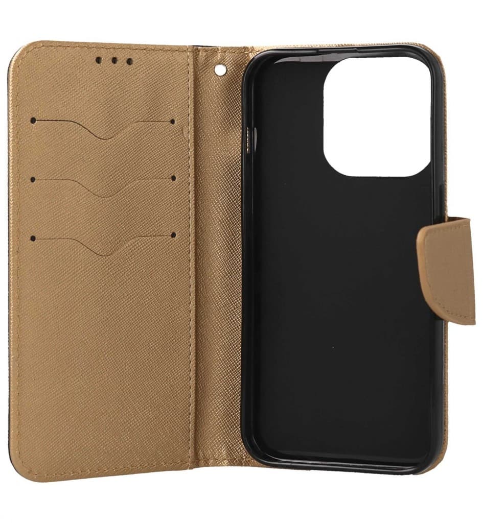 Pouzdro TopQ iPhone 15 Pro knížkové černo-zlaté 105181 - náhled 3