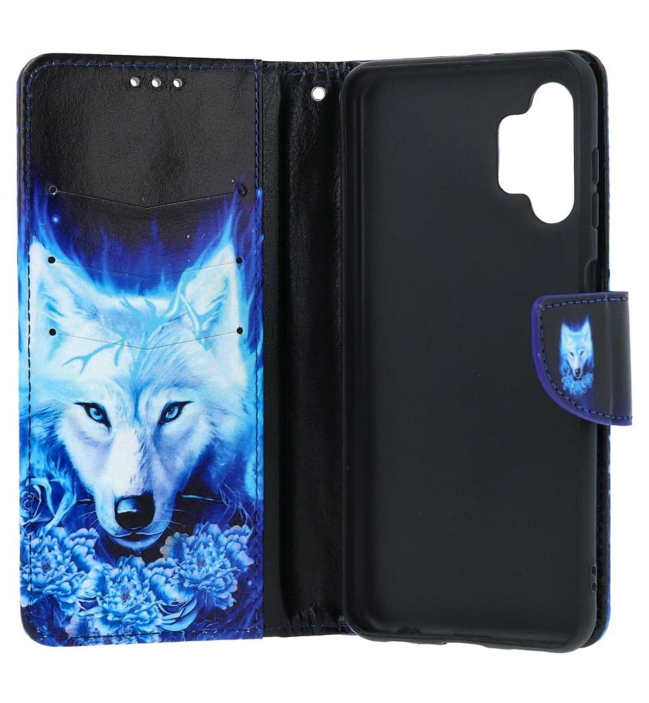 Pouzdro TopQ Samsung A13 knížkové Tyrkysový vlk 73469 - náhled 3