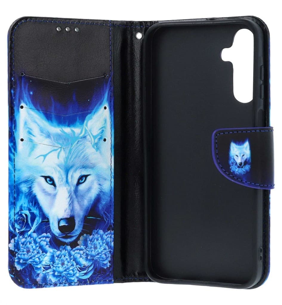 Pouzdro TopQ Samsung A15 knížkové Tyrkysový vlk 132164 - náhled 3