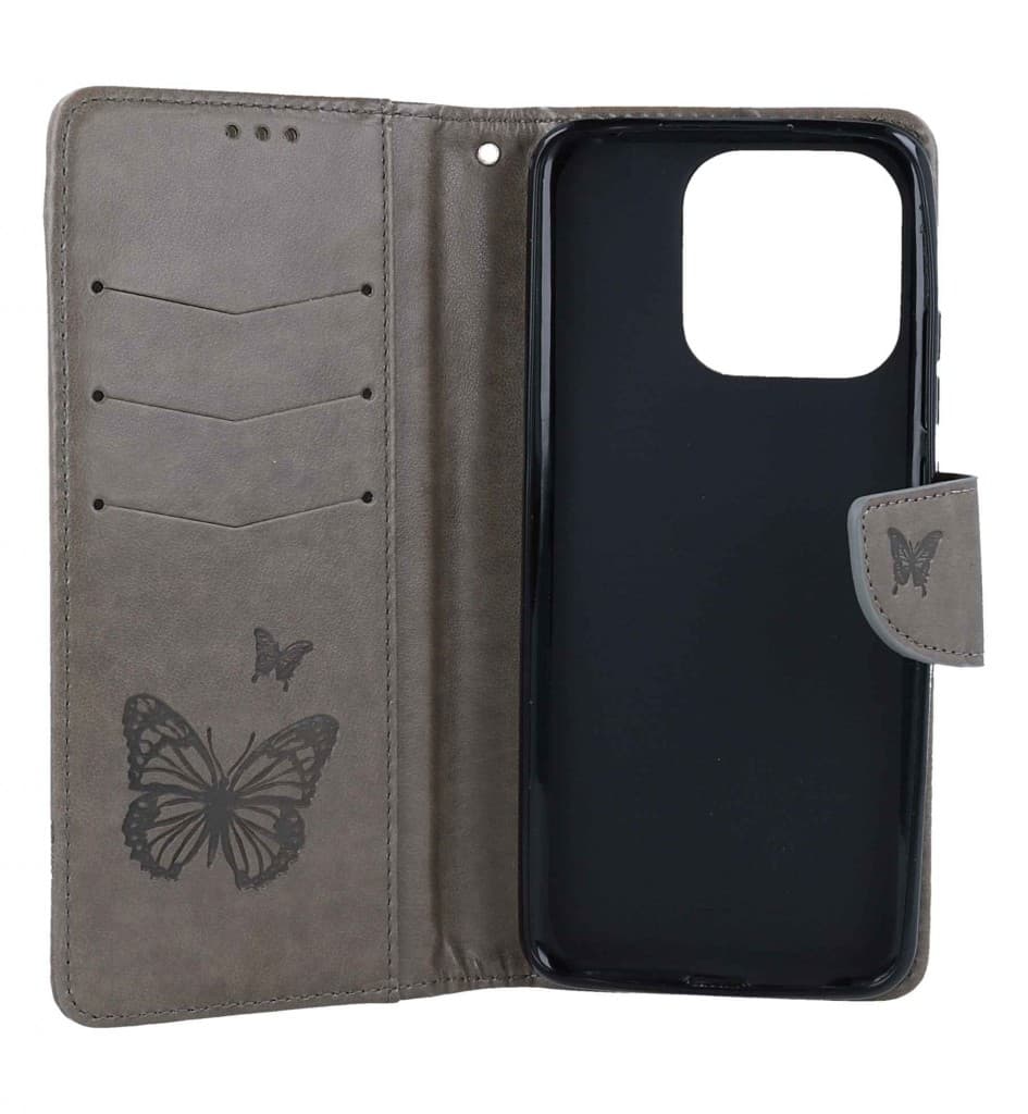 Pouzdro TopQ Xiaomi Redmi 12C knížkové Butterfly šedé 113202 - náhled 3