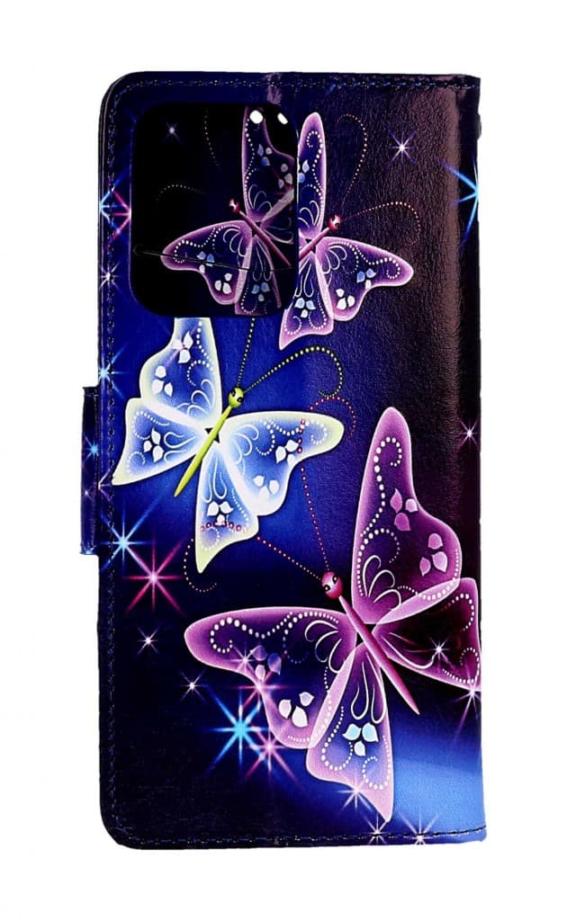 Pouzdro TopQ Xiaomi Redmi Note 12 5G knížkové Modré s motýlky 95640 - náhled 2