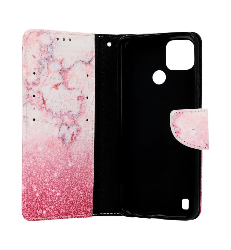 Pouzdro TopQ Realme C25Y knížkové Růžový mramor 70348 - náhled 3