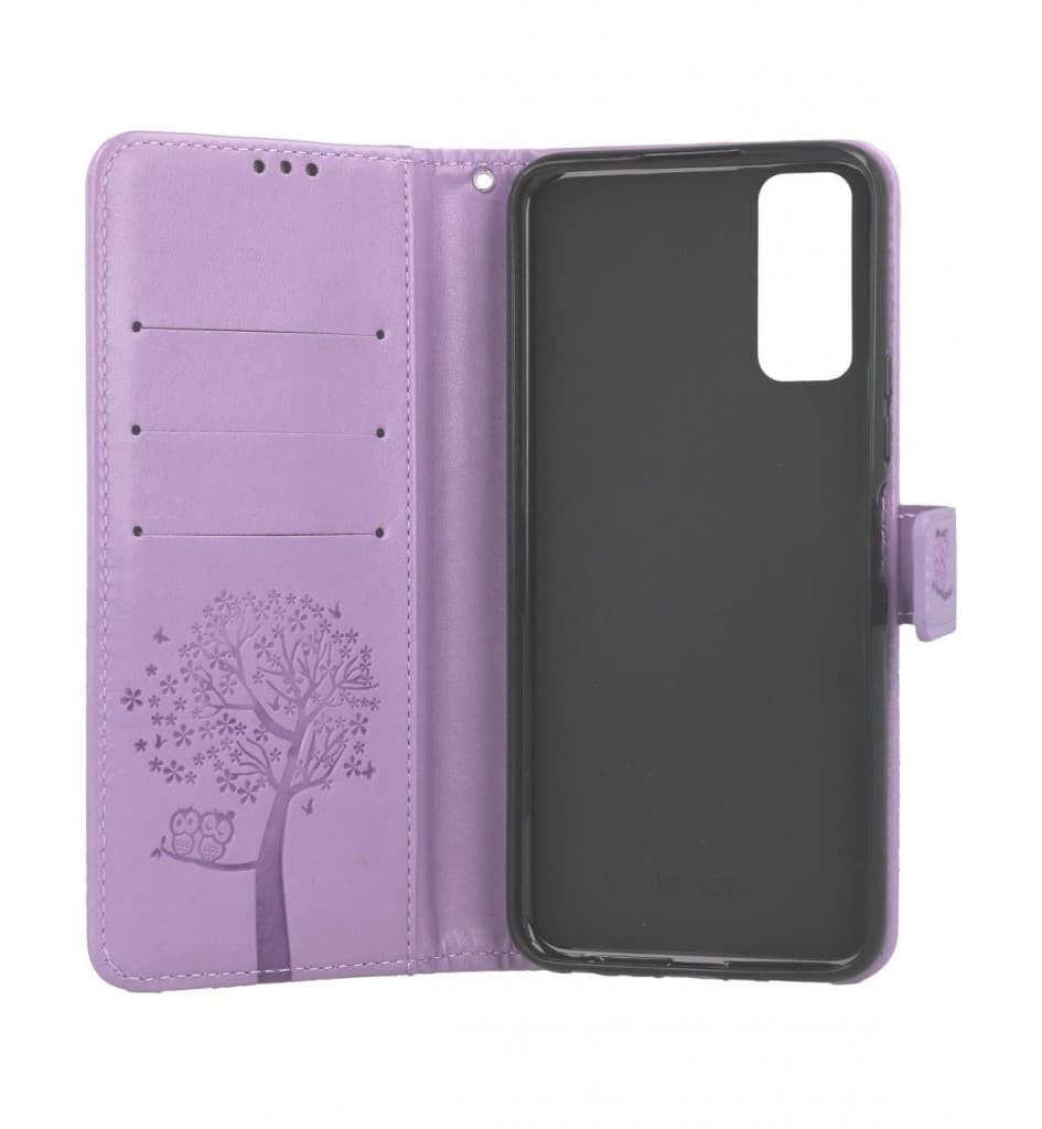 Pouzdro TopQ Vivo Y11s knížkové Světle fialový strom sovičky 68675 - náhled 3