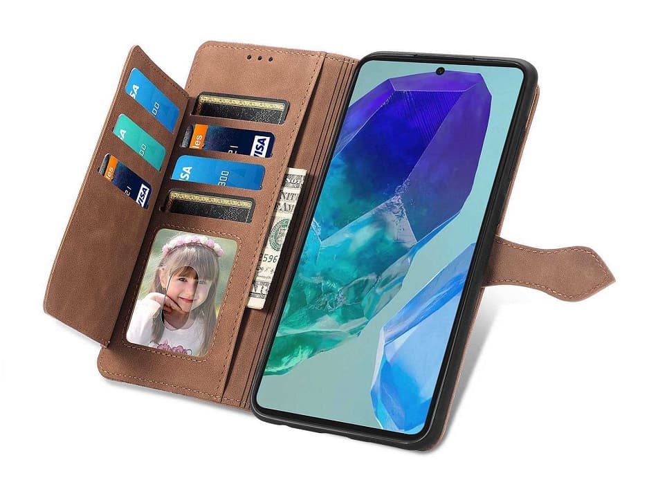 Pouzdro TopQ Samsung A16 knížkové se zipem hnědé 132645 - náhled 3