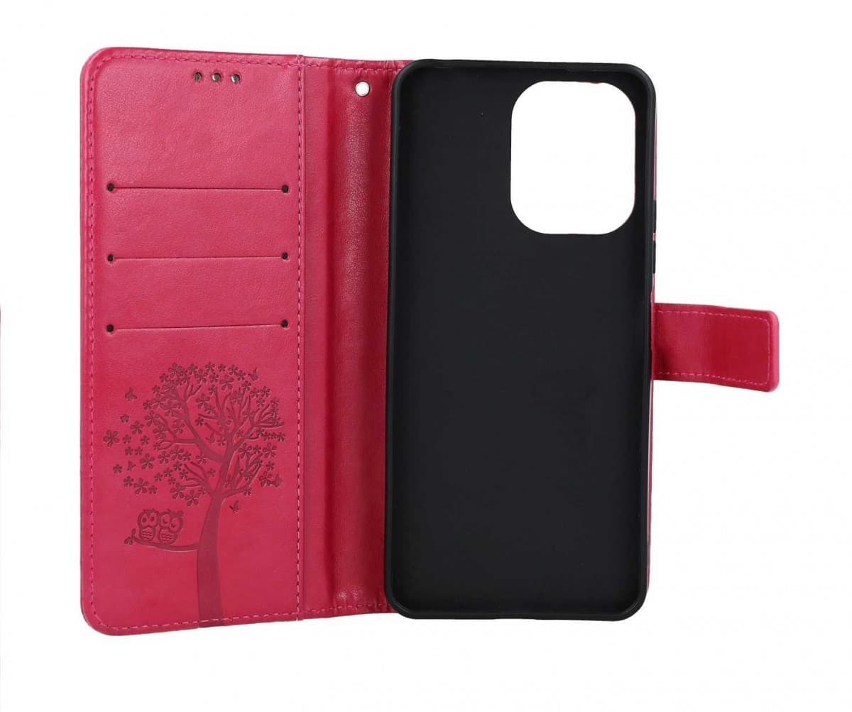 Pouzdro TopQ Xiaomi Redmi Note 13 Pro knížkové Tmavě růžový strom sovičky 127759 - náhled 3