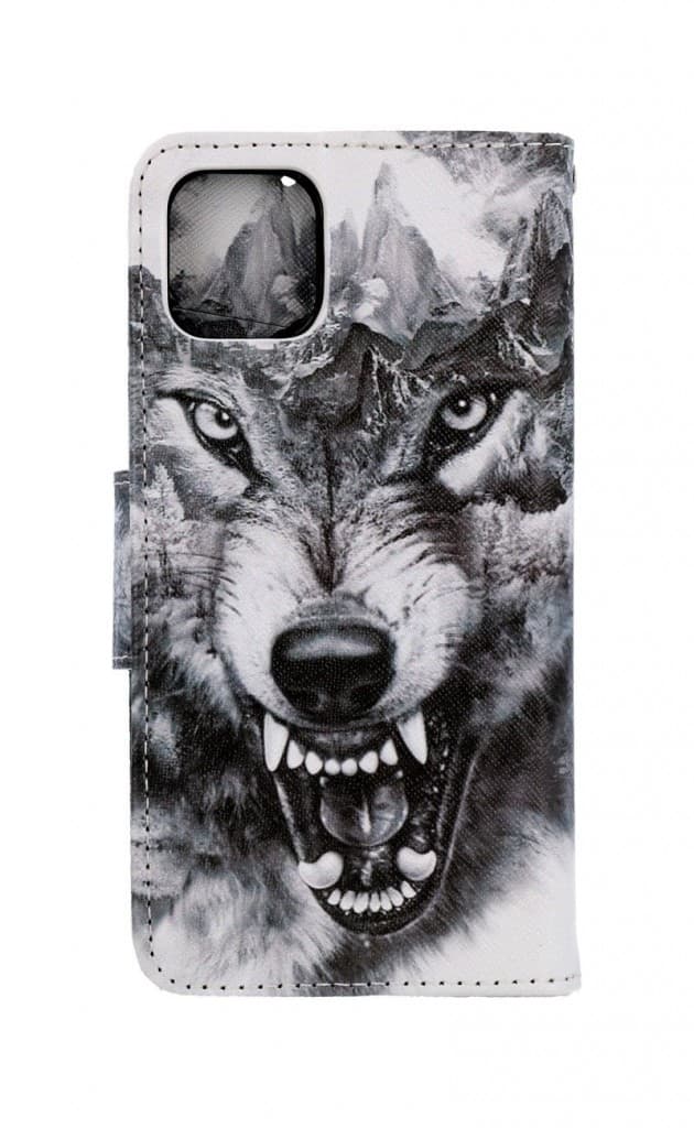 Pouzdro TopQ iPhone 11 knížkové Černobílý vlk 63795 - náhled 2