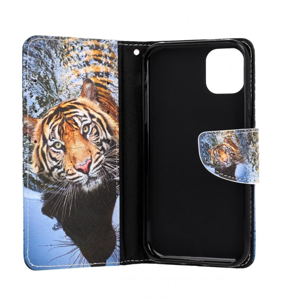 Pouzdro TopQ iPhone 11 knížkové Hnědý tygr 63731 - náhled 3