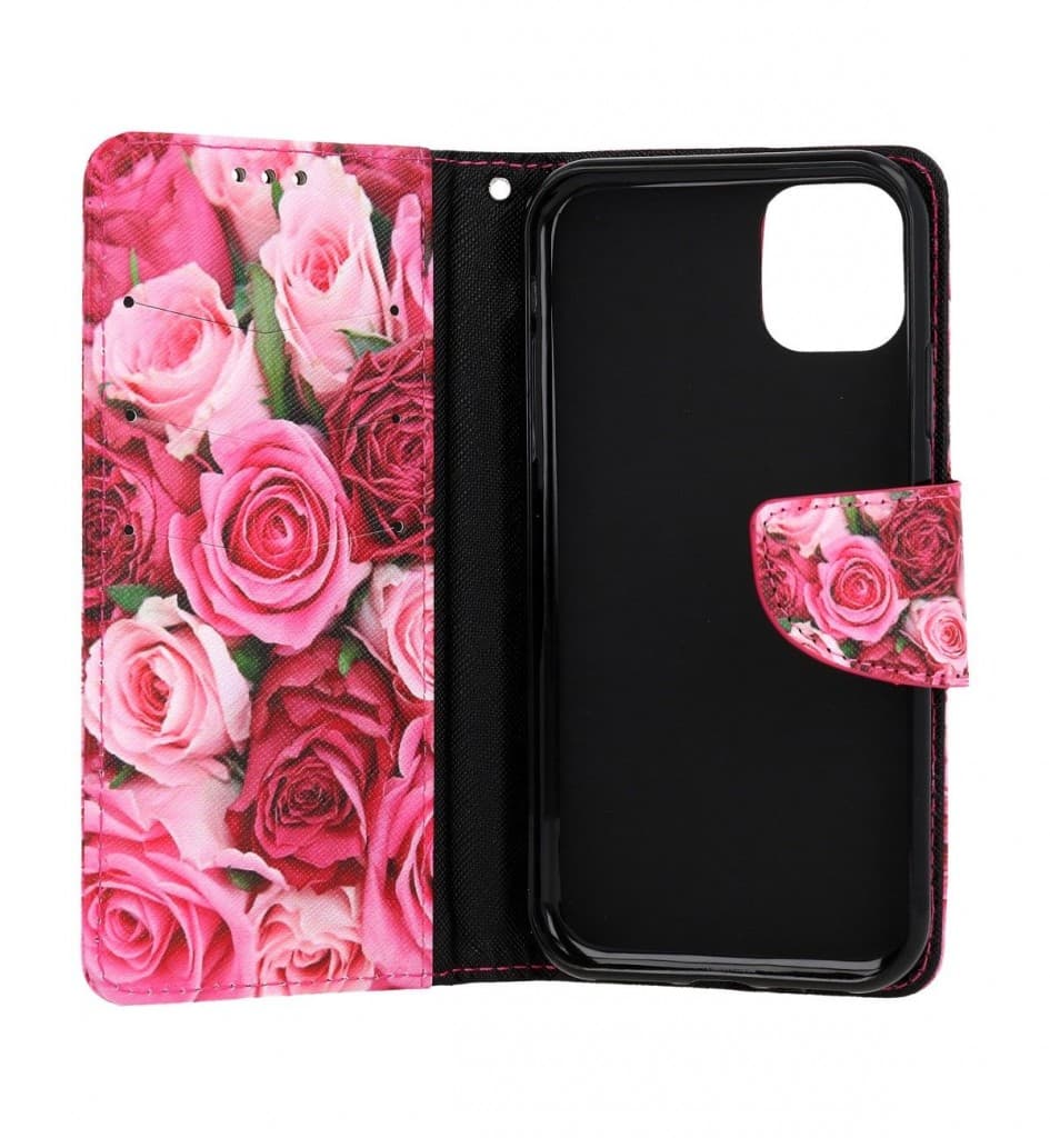 Pouzdro TopQ iPhone 11 knížkové Růžové růžičky 63787 - náhled 3