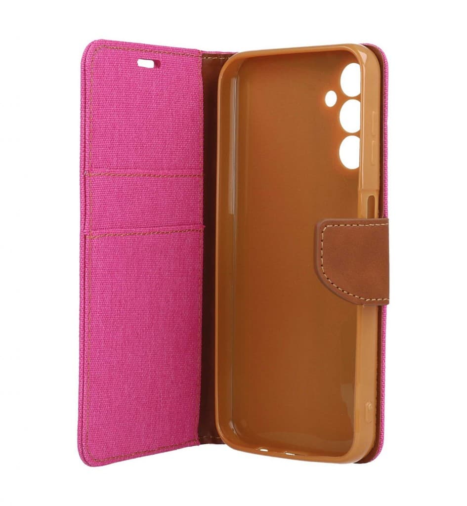Pouzdro Canvas Samsung A14 knížkové růžové 108432 - náhled 3