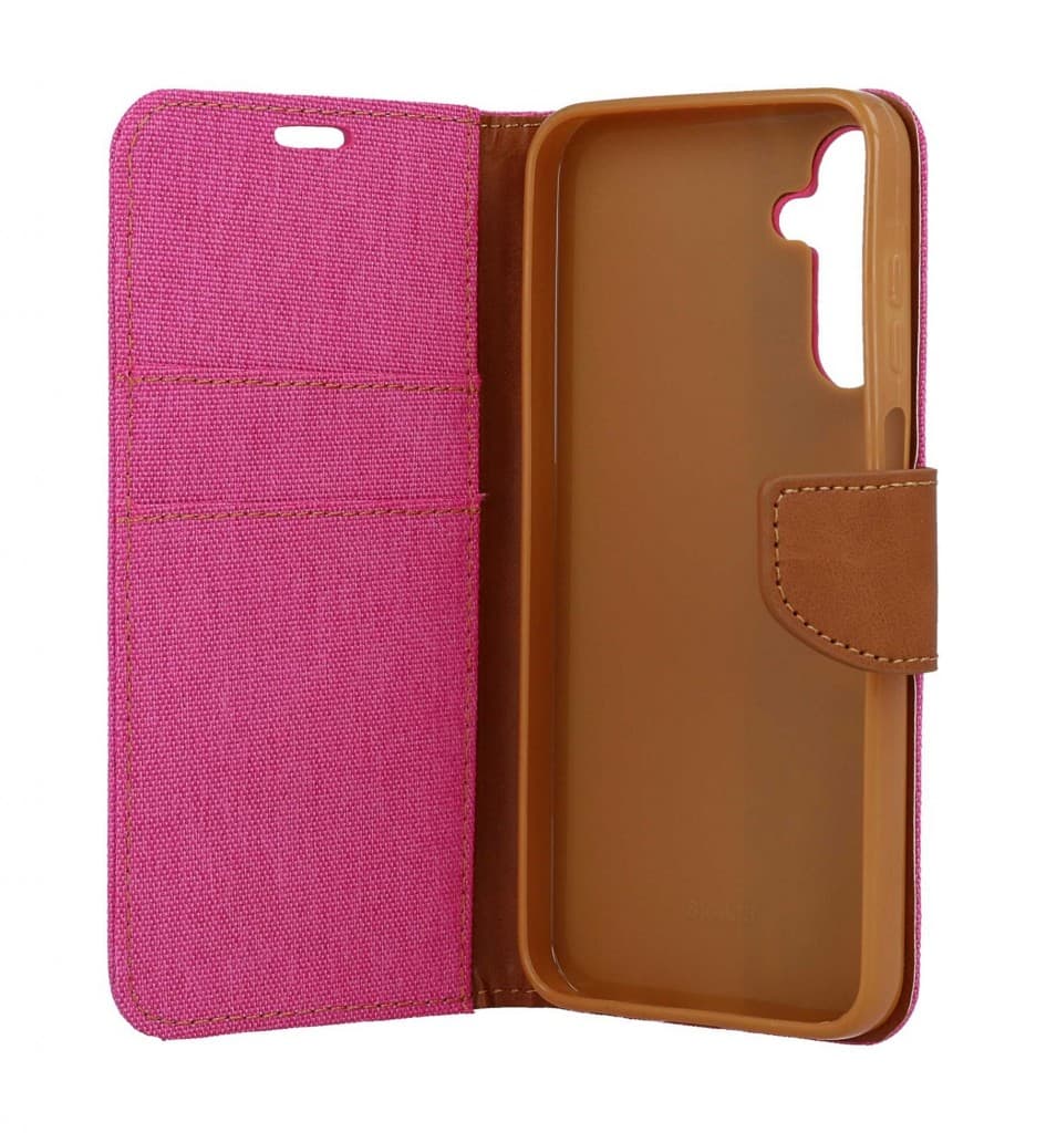 Pouzdro Canvas Samsung A15 knížkové růžové 119217 - náhled 3