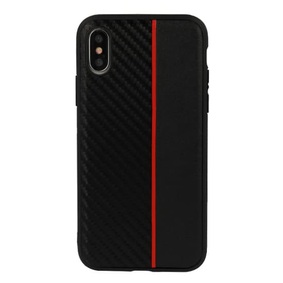 Pouzdro MOTO CARBON pro Samsung Galaxy A6 Plus 2018 černé s červeným pruhem - náhled 1