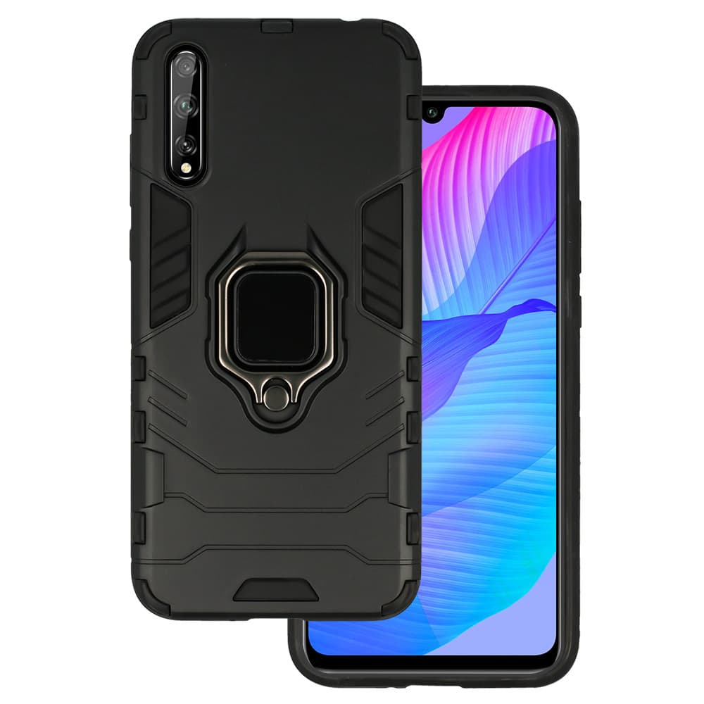 Ultra odolný zadní kryt pro Huawei P Smart S černý s prstenem - náhled 1