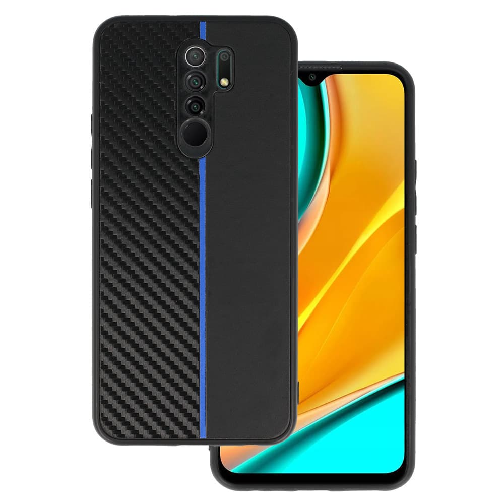 Tel Protect CARBON pouzdro pro Xiaomi Redmi 9 black s modrým pruhem - náhled 1