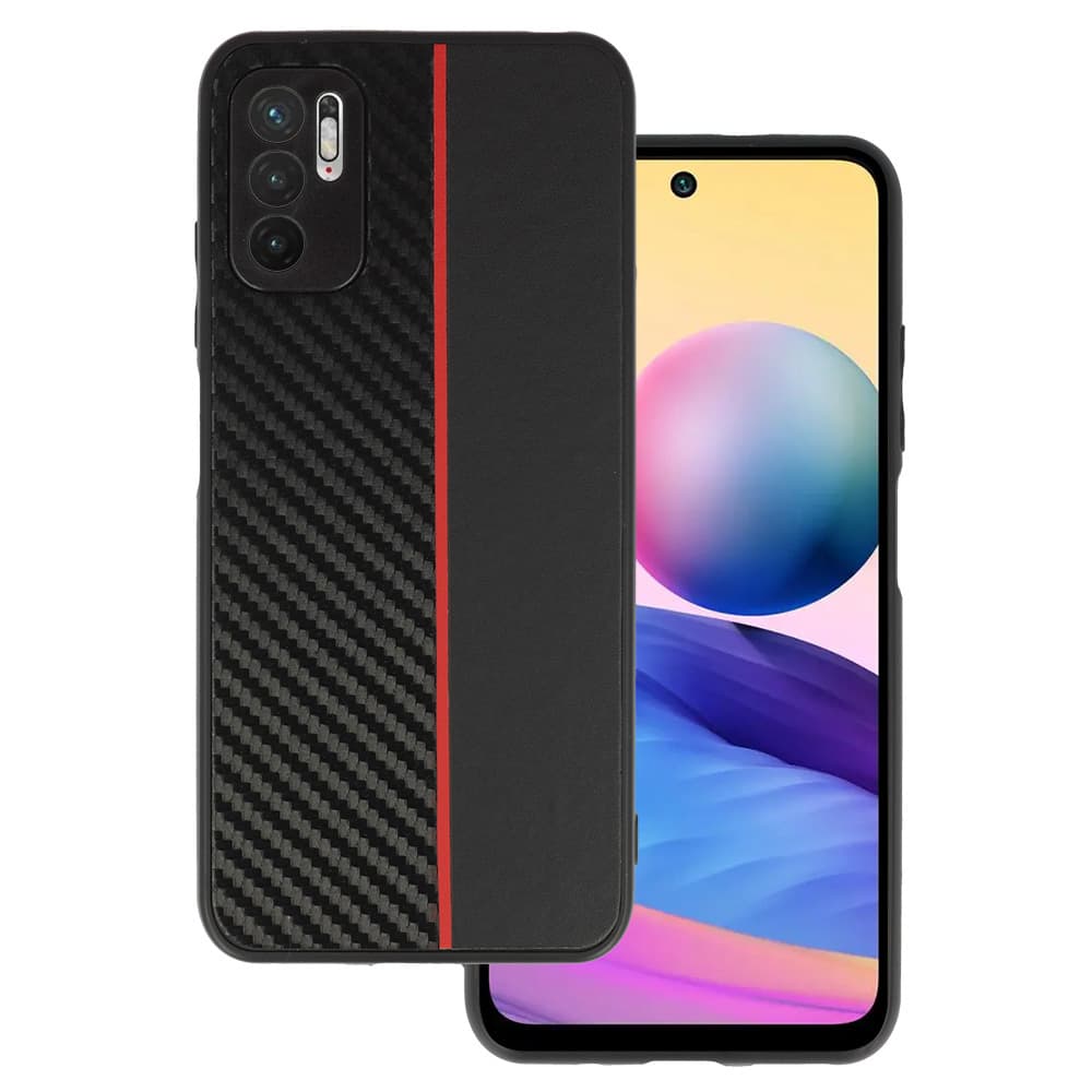 Tel Protect CARBON pouzdro pro Xiaomi Redmi Note 10 5G black s červeným pruhem - náhled 1