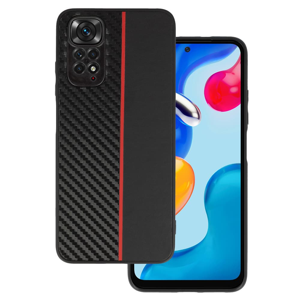 Tel Protect CARBON pouzdro pro Xiaomi Redmi Note 11 Pro/Note 11 Pro 5G black s červeným pruhem - náhled 1
