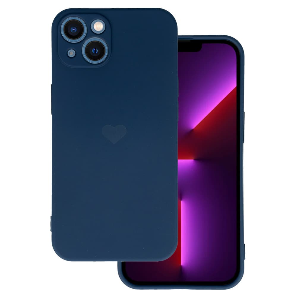Vennus Silikonové pouzdro se srdcem pro Iphone 14 Plus design 1 navy - náhled 1
