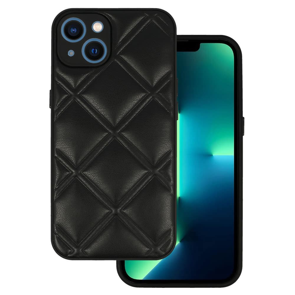 Kožené 3D pouzdro pro Iphone 13 design 3 černé - náhled 1