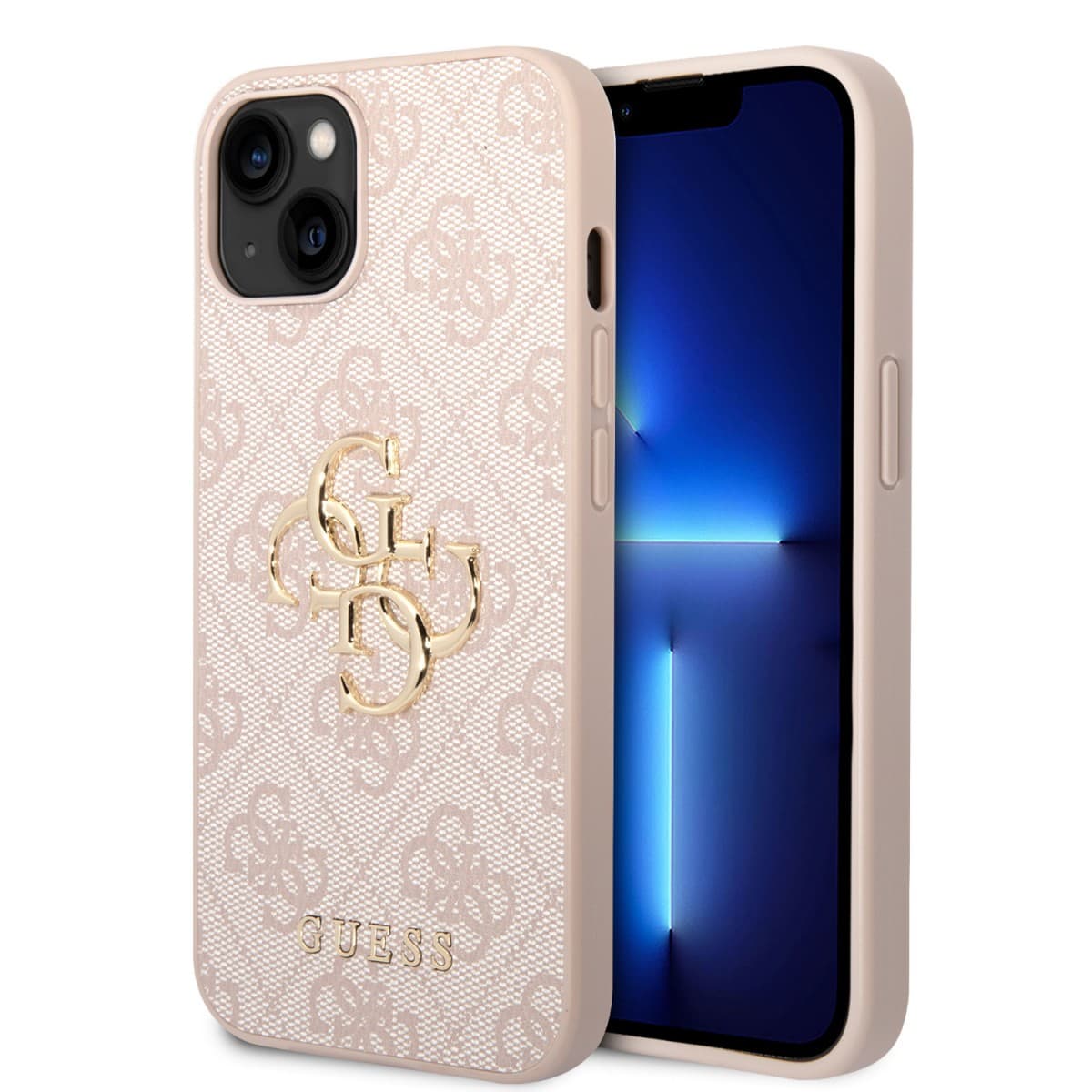 Guess PU 4G Metal Logo Zadní Kryt pro iPhone 15 Pink - náhled 1
