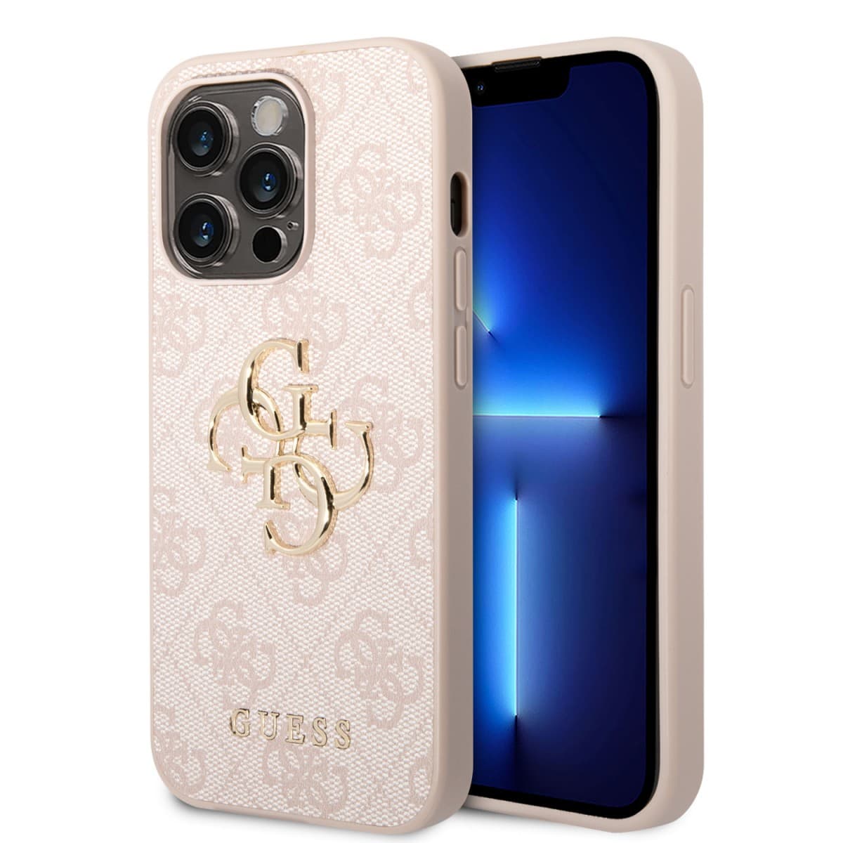 Guess PU 4G Metal Logo Zadní Kryt pro iPhone 15 Pro Max Pink - náhled 1