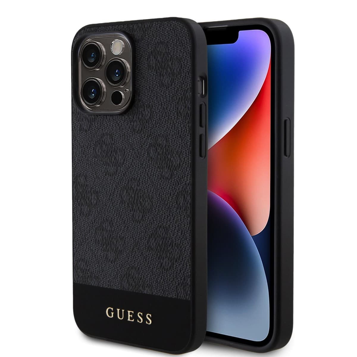 Guess PU 4G Stripe MagSafe Zadní Kryt pro iPhone 15 Pro Black - náhled 1