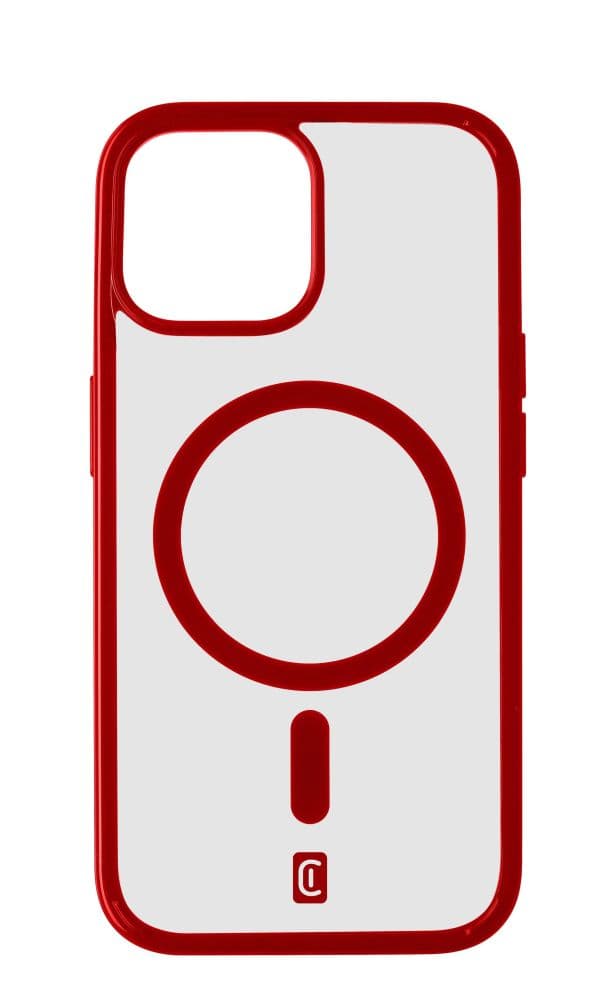Zadní kryt Cellularline Pop Mag s podporou Magsafe pro Apple iPhone 15, čirý / červený