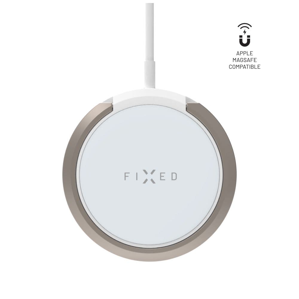 Bezdrátová nabíječka FIXED MagPad s podporou uchycení MagSafe a stojánkem, 15W, bílá - náhled 1