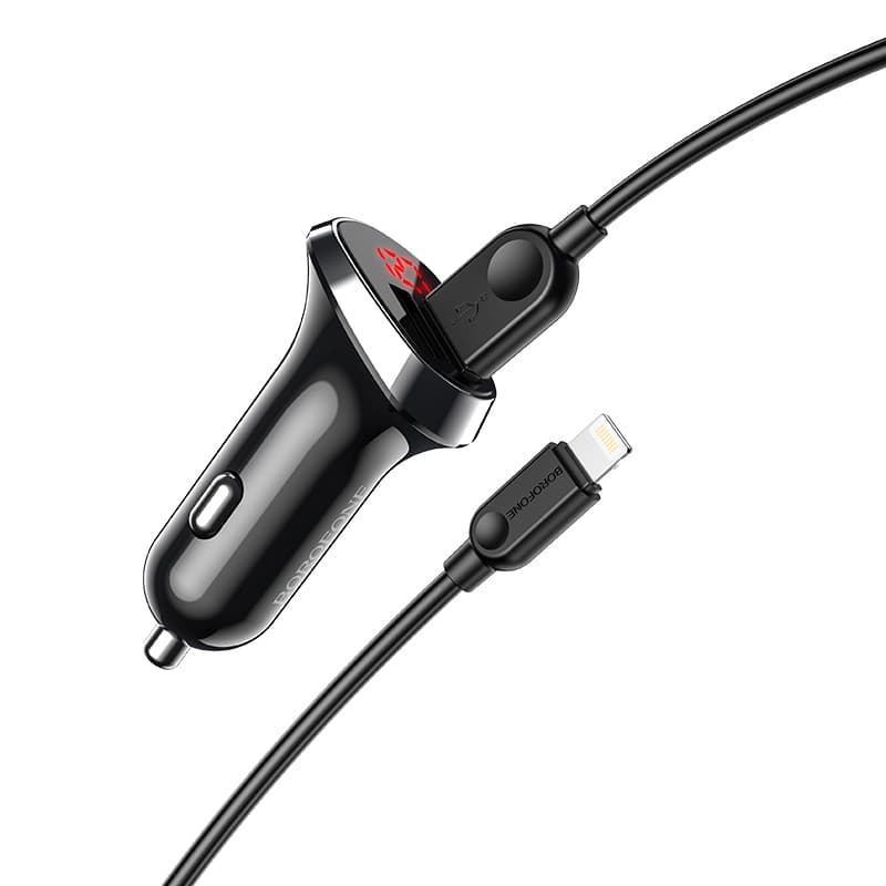 Nabíječka do auta Borofone BZ15 vč. Lightning kabelu Dual 2.4A černá - náhled 1