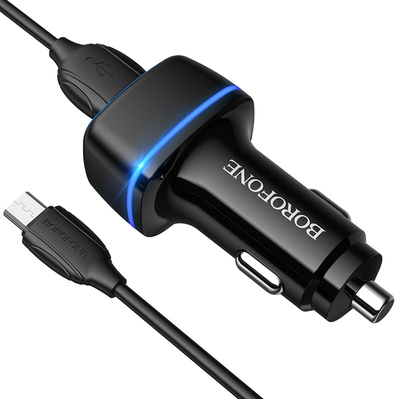 Nabíječka do auta Borofone BZ14 Max vč. microUSB datového kabelu Dual černá - náhled 1