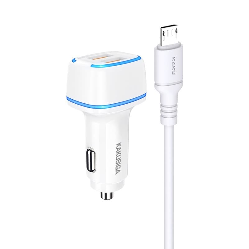 Nabíječka do auta KAKU KSC-528 vč. microUSB datového kabelu Dual 2.8A bílá - náhled 1