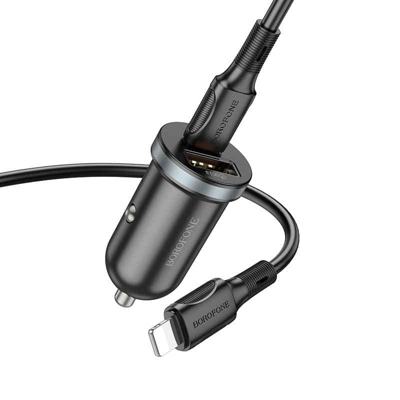 Rychlonabíječka do auta Borofone BZ22 vč. Lightning datového kabelu Dual 30W černá - náhled 1