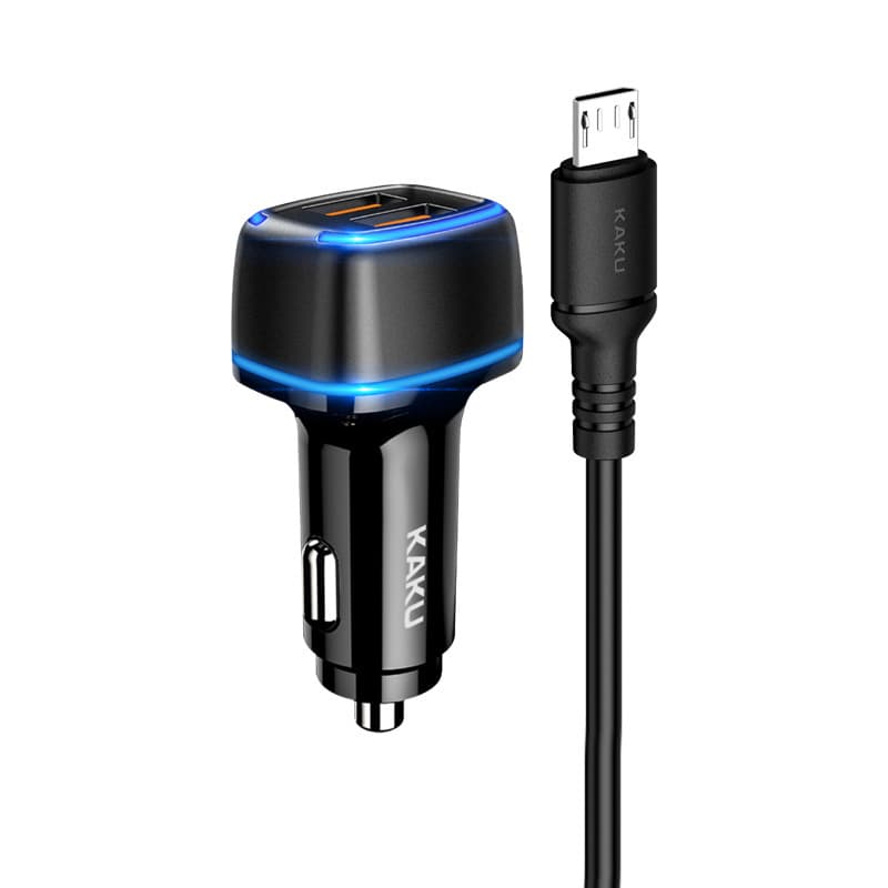 Nabíječka do auta KAKU KSC-528 vč. microUSB datového kabelu Dual 2.8A černá - náhled 1