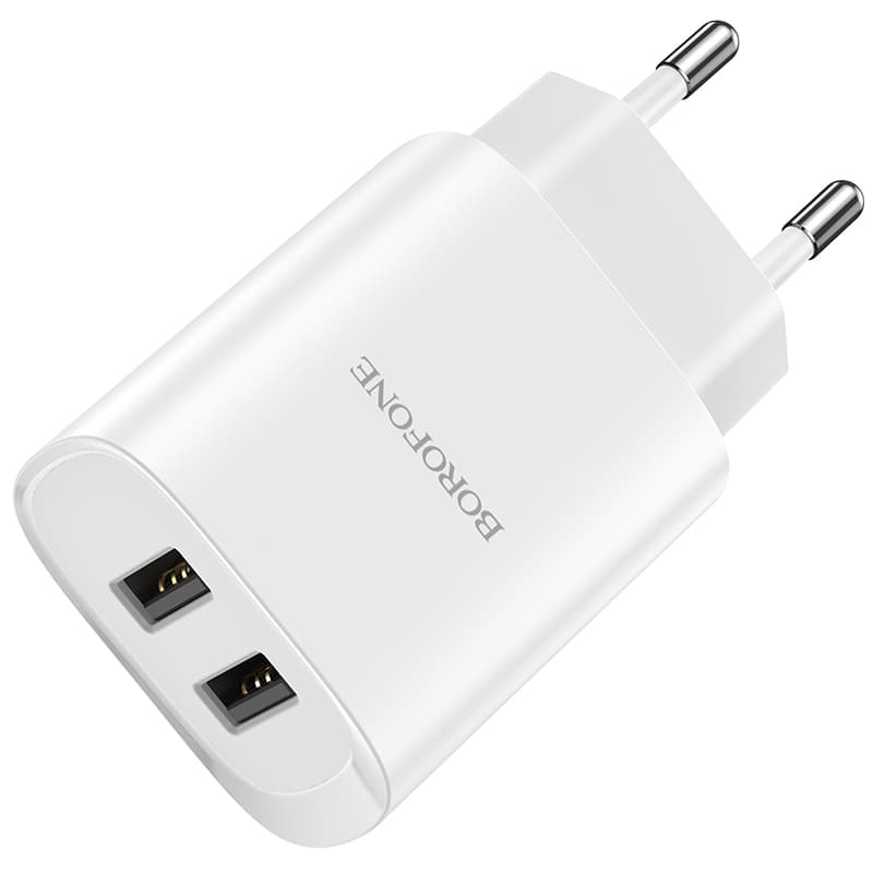 Cestovní adaptér Borofone BN2 Dual 2.1A bílý - náhled 1