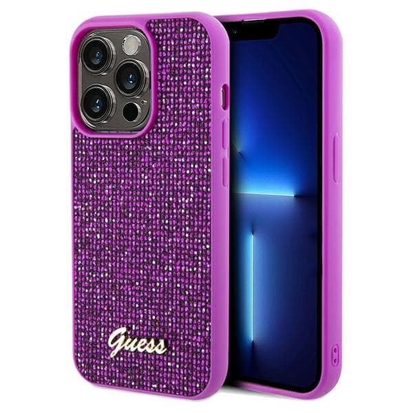 Originální pouzdro GUESS Disco Metal Script hardcase GUHCP14LPMSDGSF pro Iphone 14 Pro fuschia - náhled 1