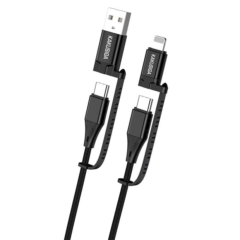 Kabel KAKU KSC-654 Tuojie 4 v 1 - USB + Type C na Type C + Lightning - 1,2 metru černý - náhled 1