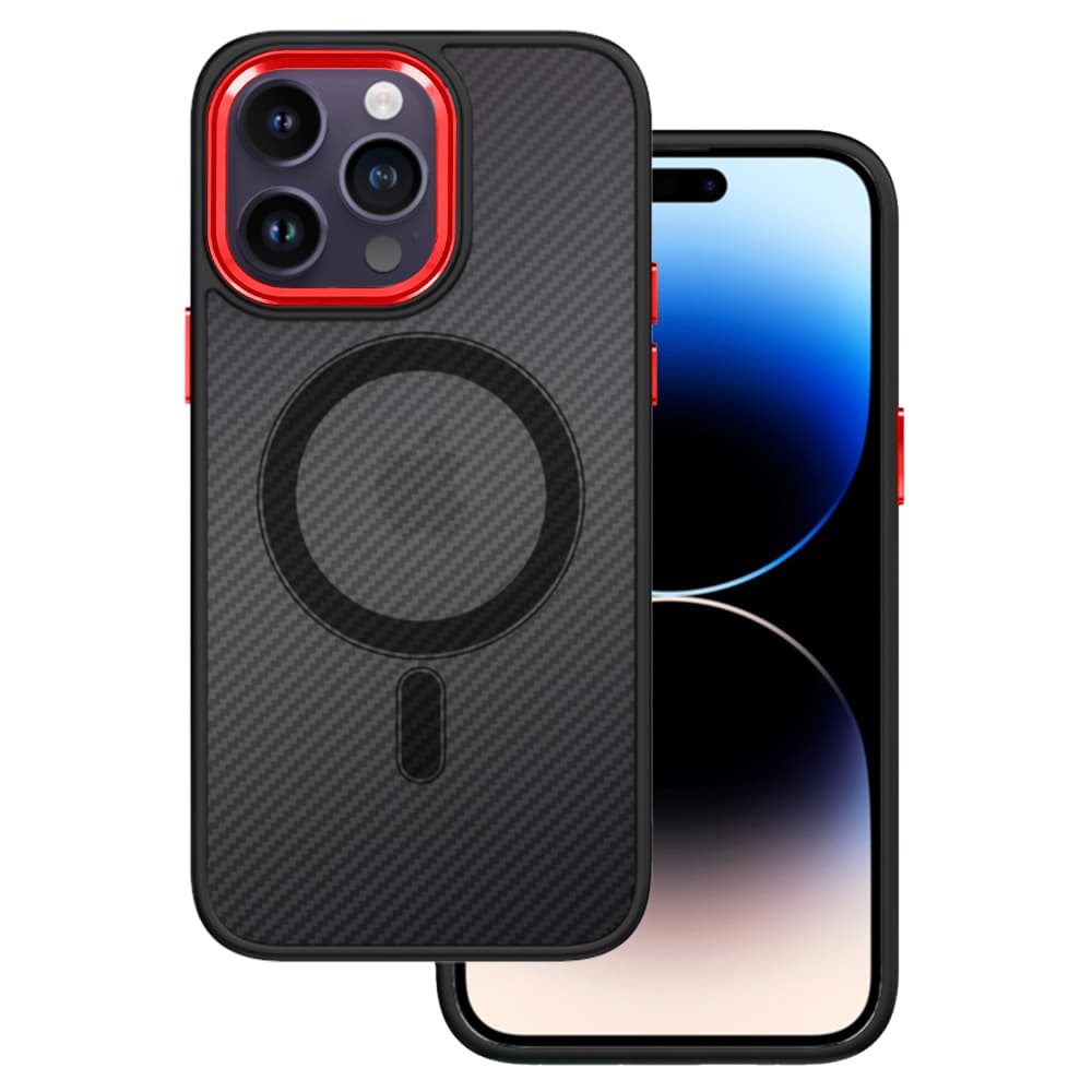 Tel Protect Magnetic Carbon Case pro Iphone 15 Plus Black-red - náhled 1