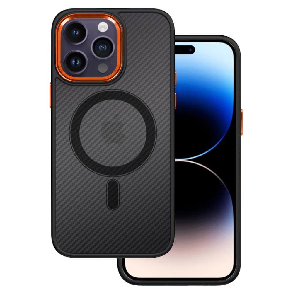 Tel Protect Magnetic Carbon Case pro Iphone 15 Plus Black-orange - náhled 1
