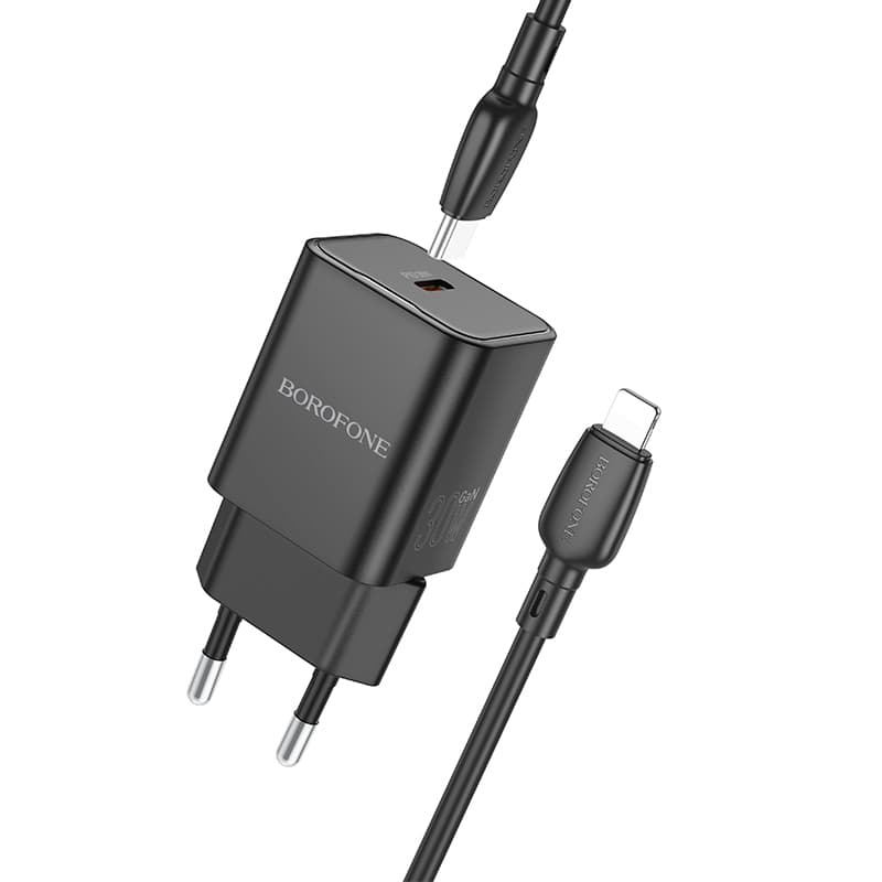 Rychlonabíječka Borofone BN13 vč. datového kabelu Lightning 30W černá - náhled 1