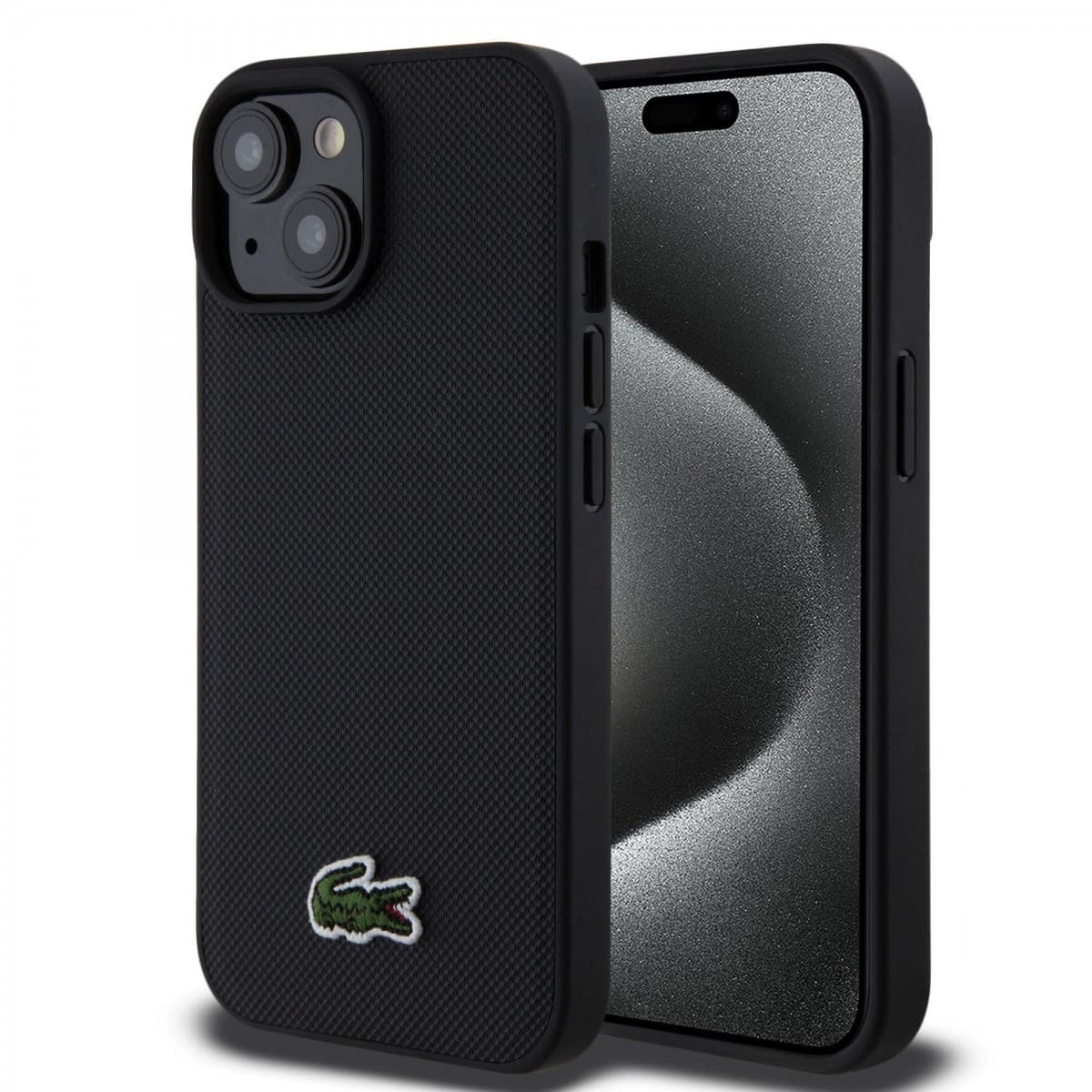 Lacoste Iconic Petit Pique Woven Logo Magsafe Zadní Kryt pro iPhone 15 Black - náhled 1
