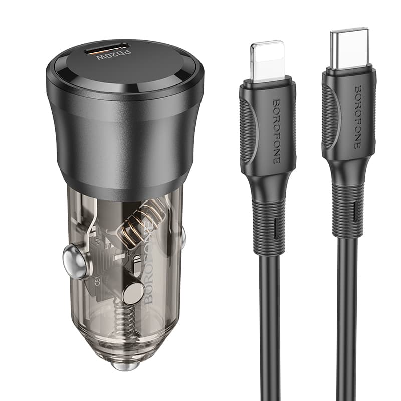 Rychlonabíječka do auta Borofone BZ24 vč. datového kabelu Lightning 20W černá - náhled 1