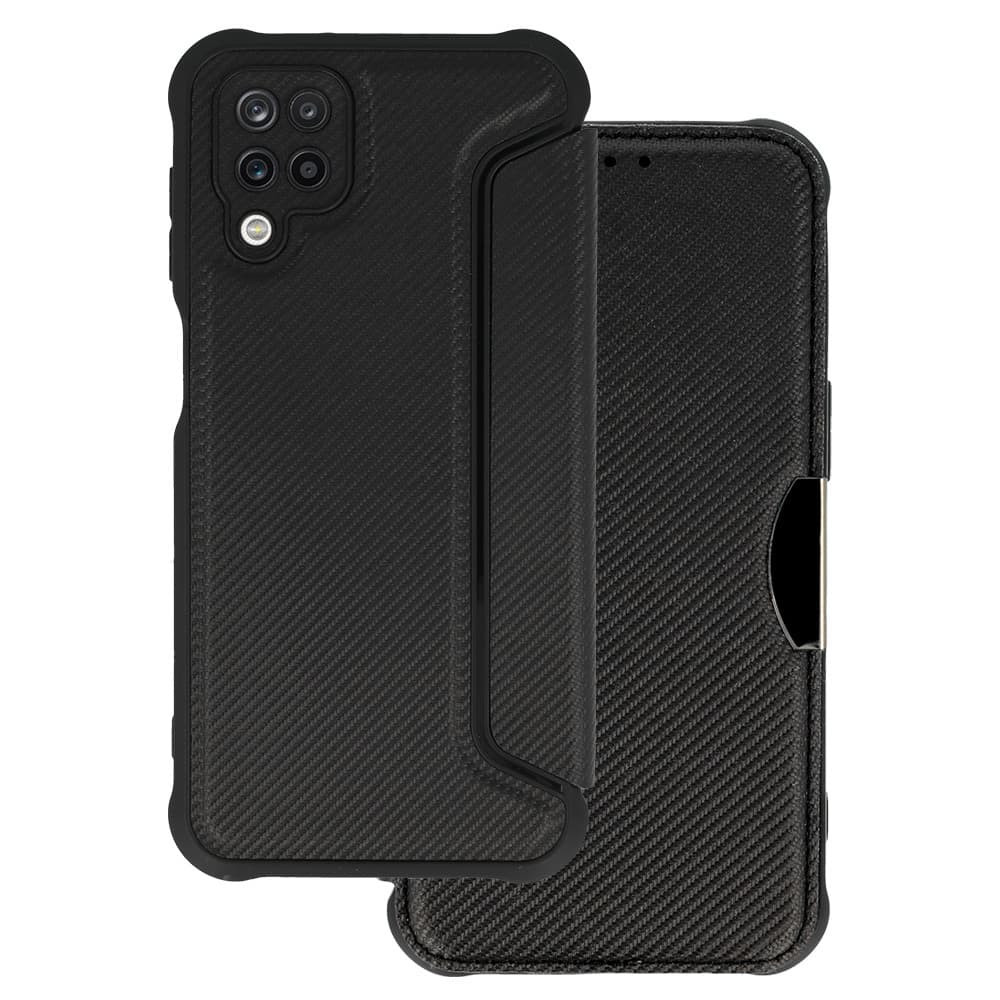 Knížkové pouzdro TopQ Razor Carbon pro Samsung Galaxy A12 černé - náhled 1