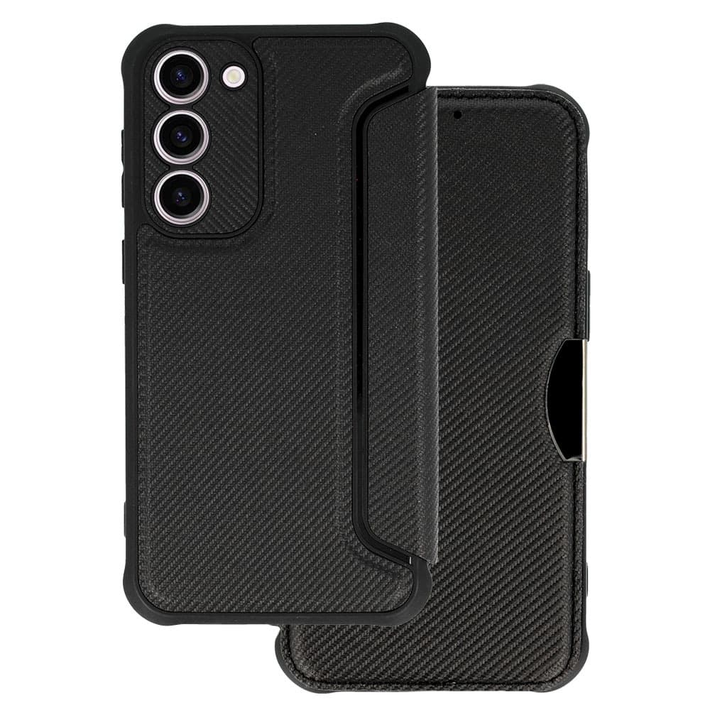 Knížkové pouzdro TopQ Razor Carbon pro Samsung Galaxy S23 Plus černé - náhled 1