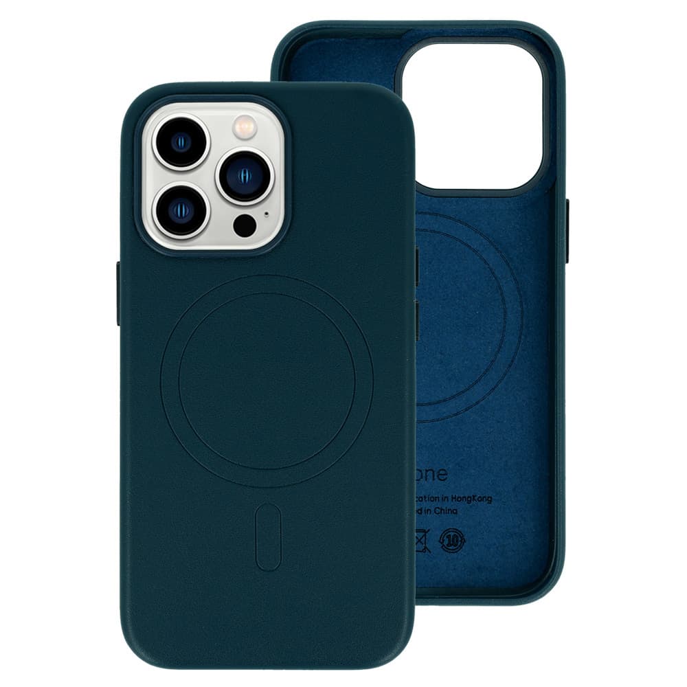 Zadní kryt MagSafe Leather pro Iphone 15 Plus Navy - náhled 1