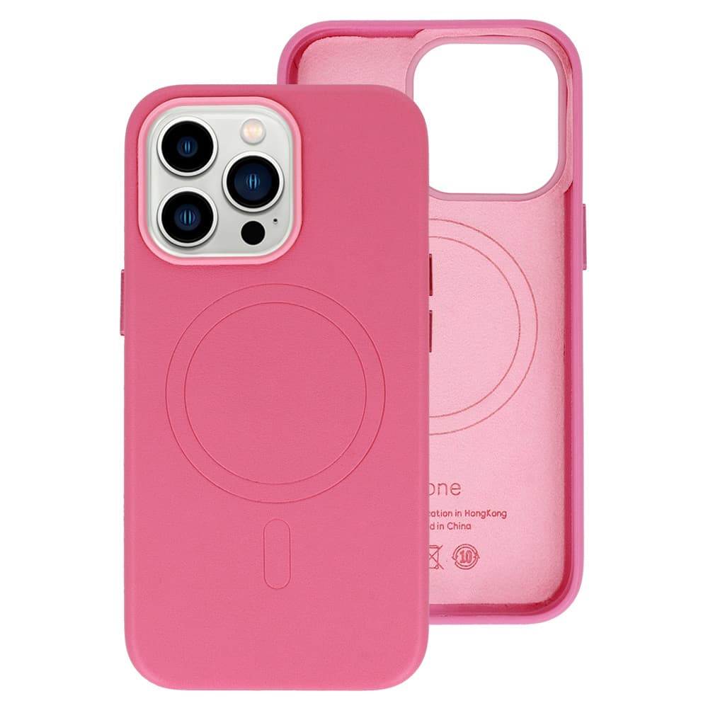 Zadní kryt MagSafe Leather pro Iphone 15 Plus Pink - náhled 1