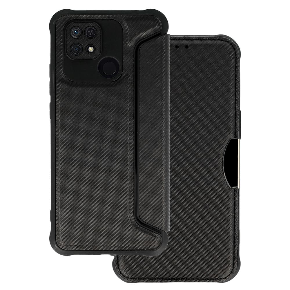 Knížkové pouzdro TopQ Razor Carbon pro Xiaomi Redmi 12C/11A černé