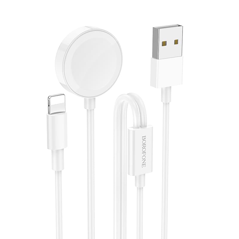 Bezdrátová nabíječka Borofone BQ22 2v1 pro mobilní telefon - iWatch bílá - náhled 1