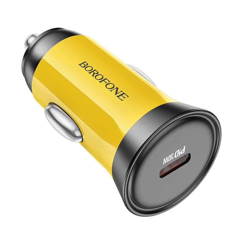 Adaptér do auta Borofone BZ26 s funkcí rychlonabíjení 30W žlutý - náhled 1