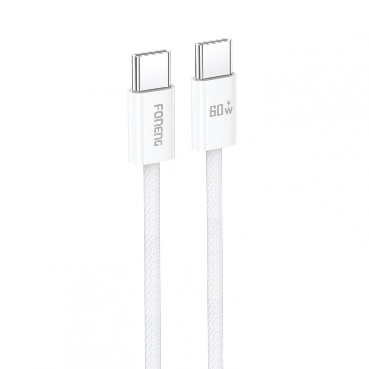 Foneng Kabel X110 - typ C na typ C - PD 60W 3A 1,2 metru bílý - náhled 1