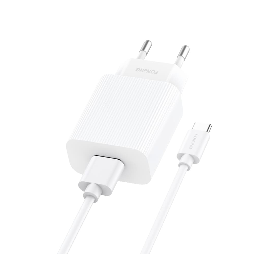 Nabíječka Foneng EU28 - USB - 2.4A s kabelem USB typu C bílá - náhled 1